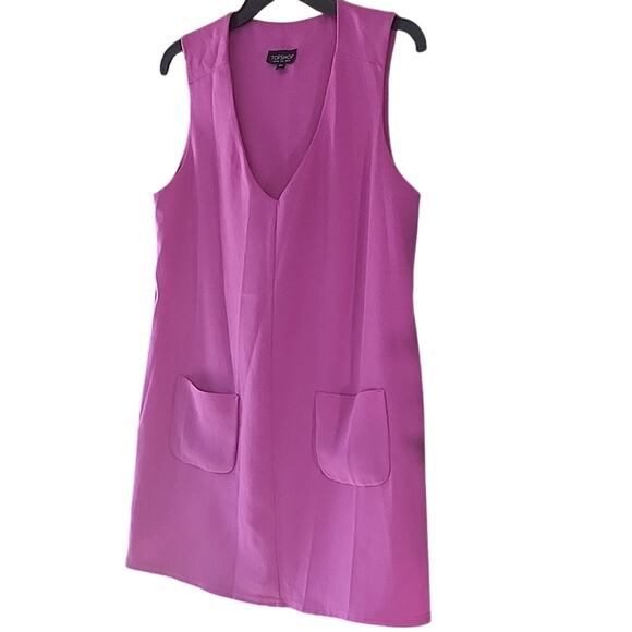 Topshop Bright Pink Shift Dress Woth Pockets - Picture 1 of 8